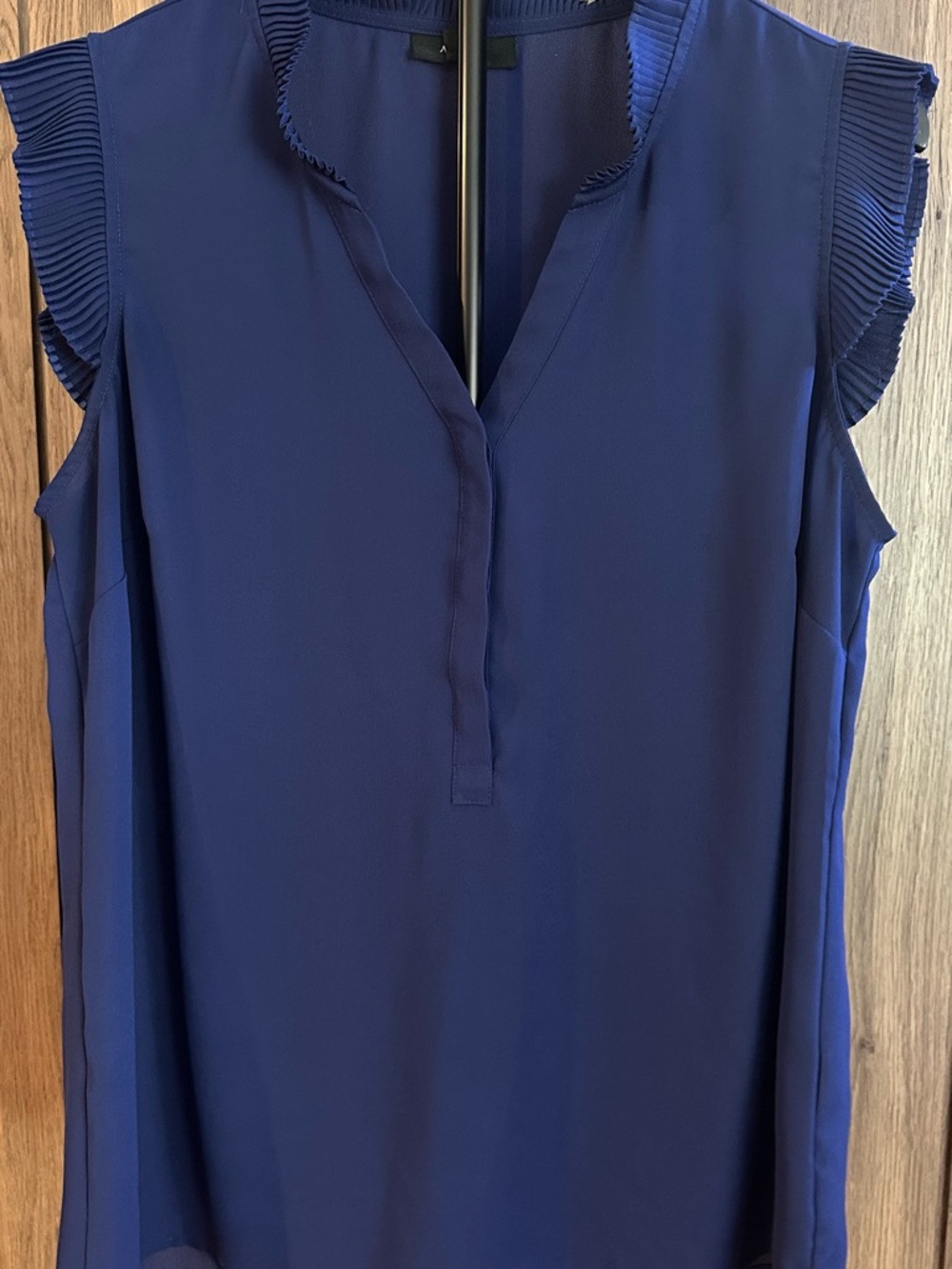 Alfani Royal Blue Sleeveless Pleated-Trim V-Neck Camisole